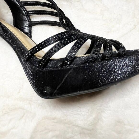 Gianni Bini Black Sparkly Embellished Formal Prom Heels Size 9 - Picture 9 of 14